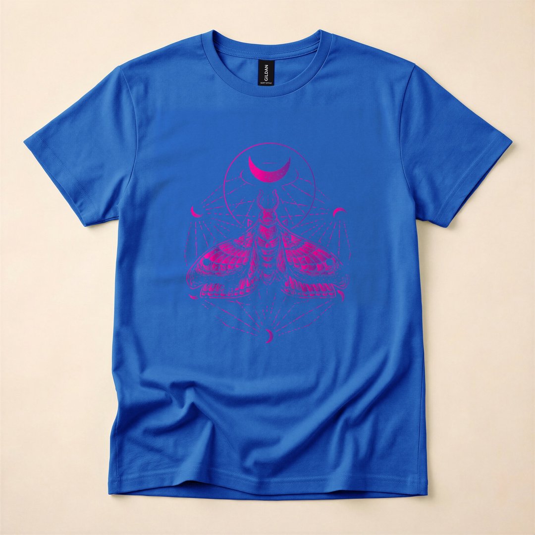 Goth Moth Crescent Moon Creepy Aesthetic T-Shirt - photo 3