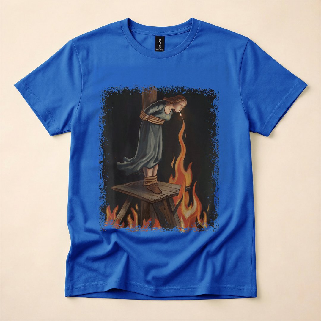 Occult Witch Lighting a Cigarette with Flames Halloween T-Shirt - photo 3