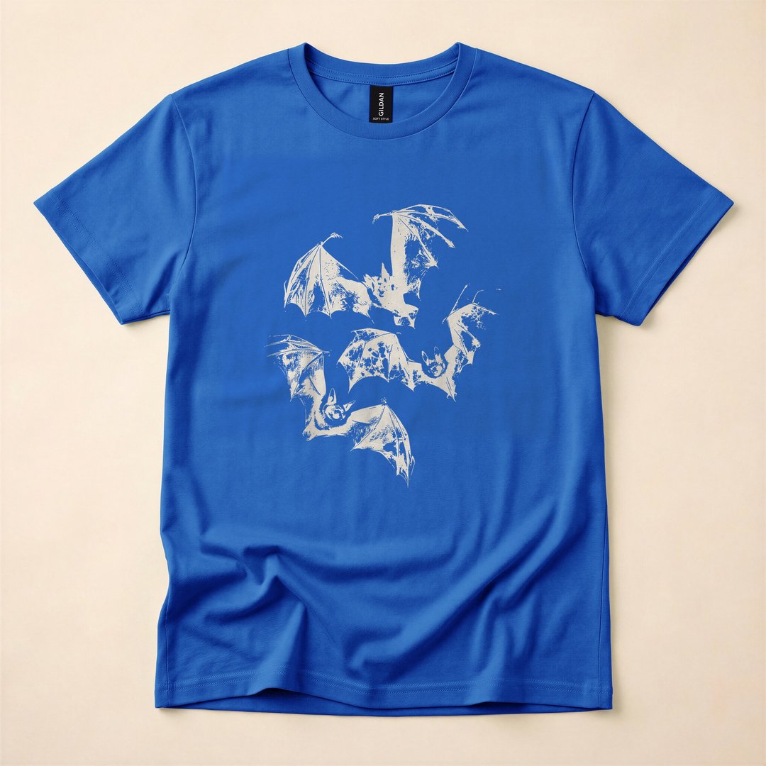 Three Bats Vintage Washed Gothic Halloween T-Shirt - photo 3