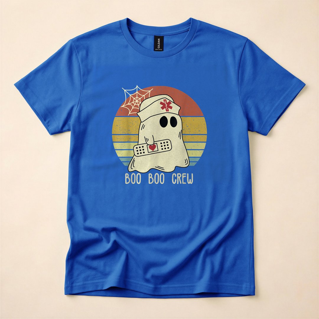 Boo Boo Crew Funny Ghost Nurse Halloween T-Shirt - photo 3