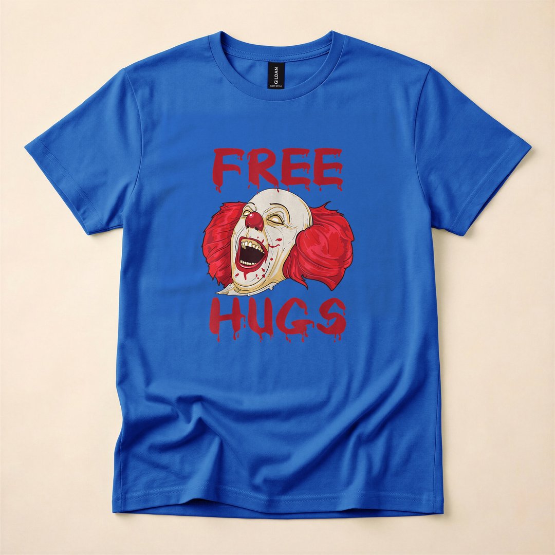 Free Hugs Scary Killer Clown Halloween Horror T-Shirt - photo 3
