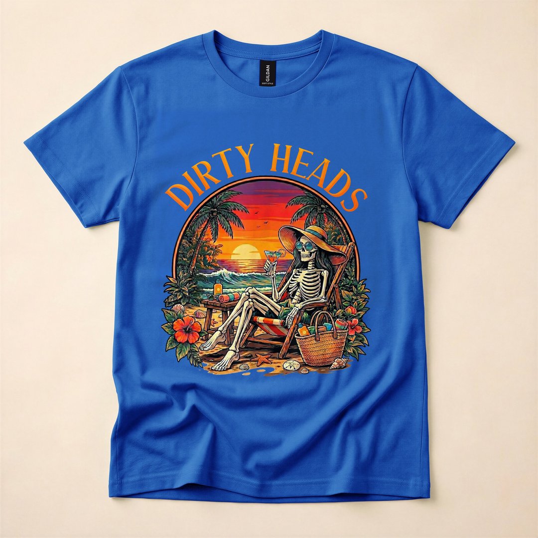 Funny Beach Skeleton Summer Vacation Vibes T-Shirt - photo 3