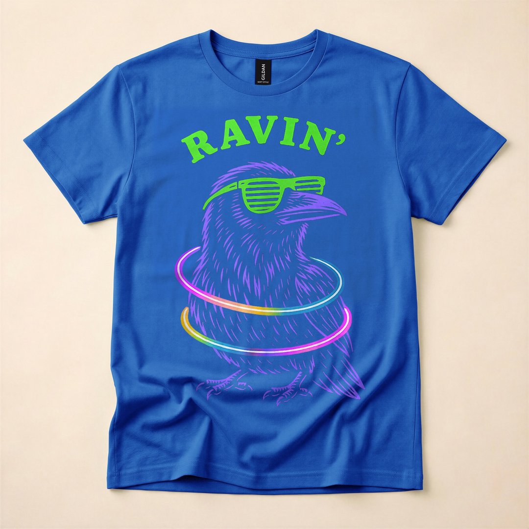 Ravin Raven EDM Techno Halloween Rave Party T-Shirt - photo 3