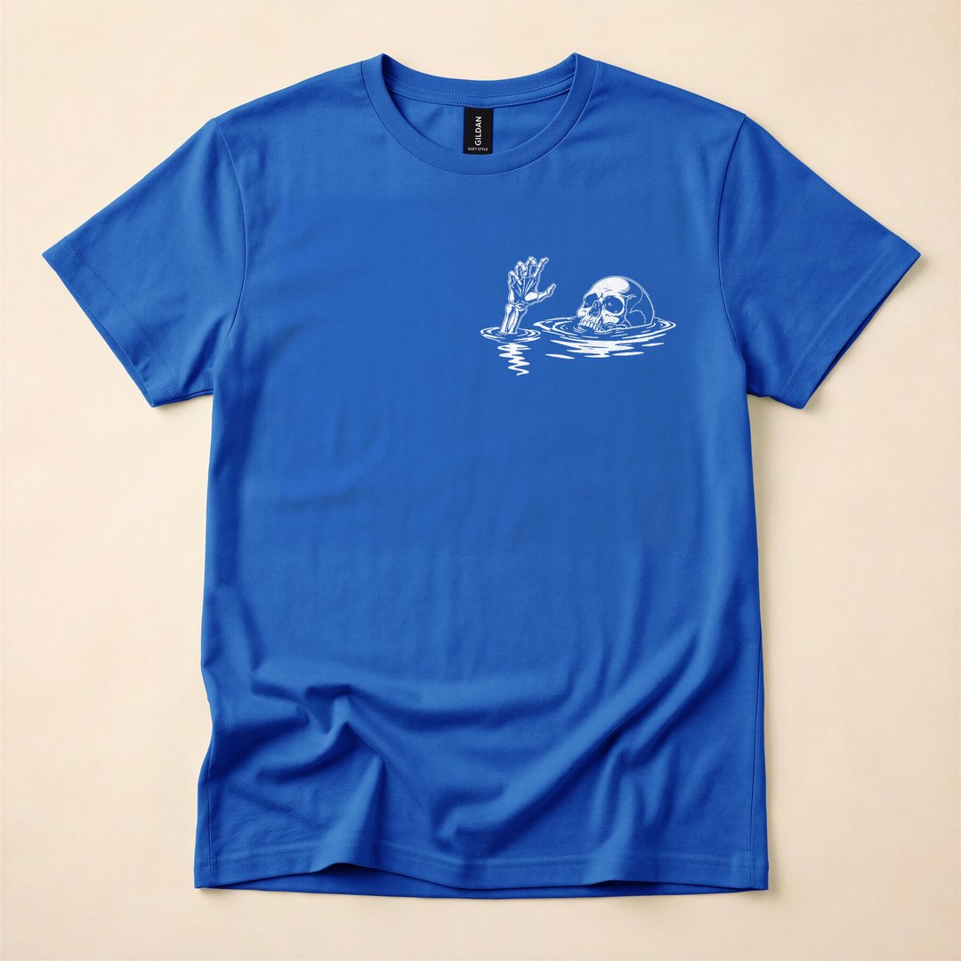I'm Fine Drowning Skeleton Funny Two-Sided Halloween T-Shirt - photo 3