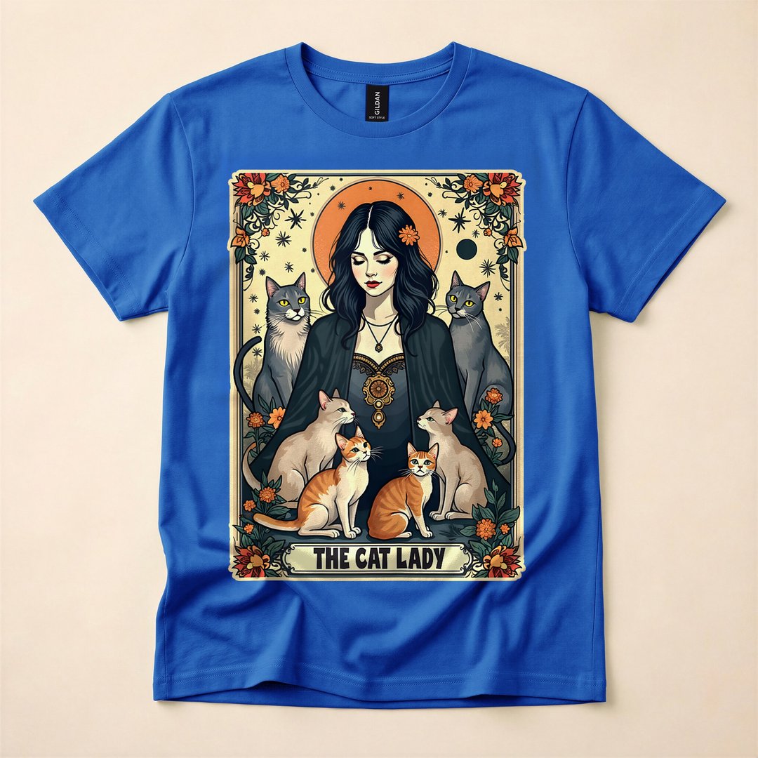 The Cat Lady Tarot Card Witchy Gothic Cat Mom T-Shirt - photo 3