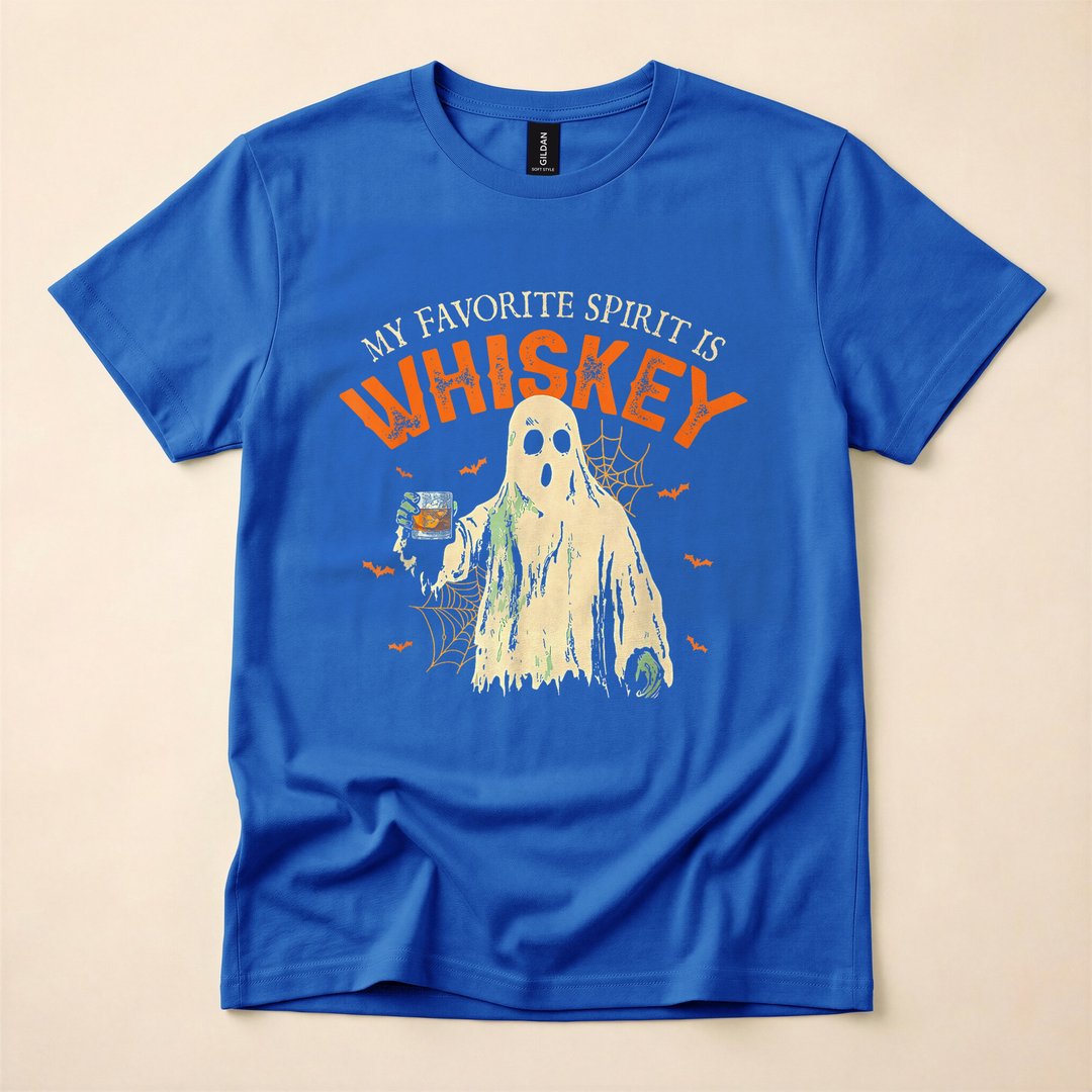 My Favorite Spirit Is Whiskey Funny Ghost Halloween T-Shirt - photo 3