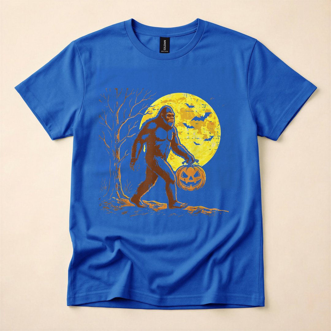 Bigfoot Pumpkin Moon Sasquatch Halloween Costume T-Shirt - photo 3