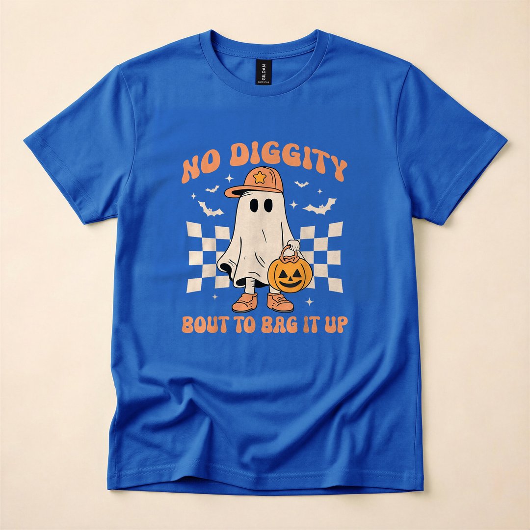 Boo Ghost No Diggity Funny Kids Halloween T-Shirt - photo 3