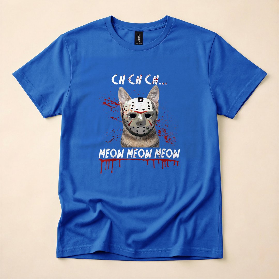 Ch Ch Ch Meow Meow Scary Halloween Cat T-Shirt, Funny Spooky Season Graphic Tee - photo 3