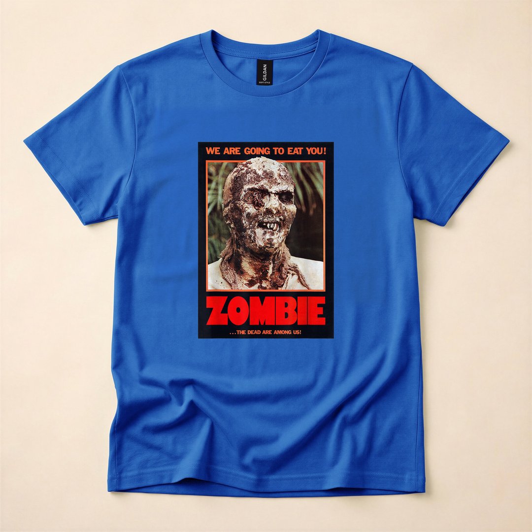 Zombie Attack Funny B-Movie Horror Poster T-Shirt - photo 3