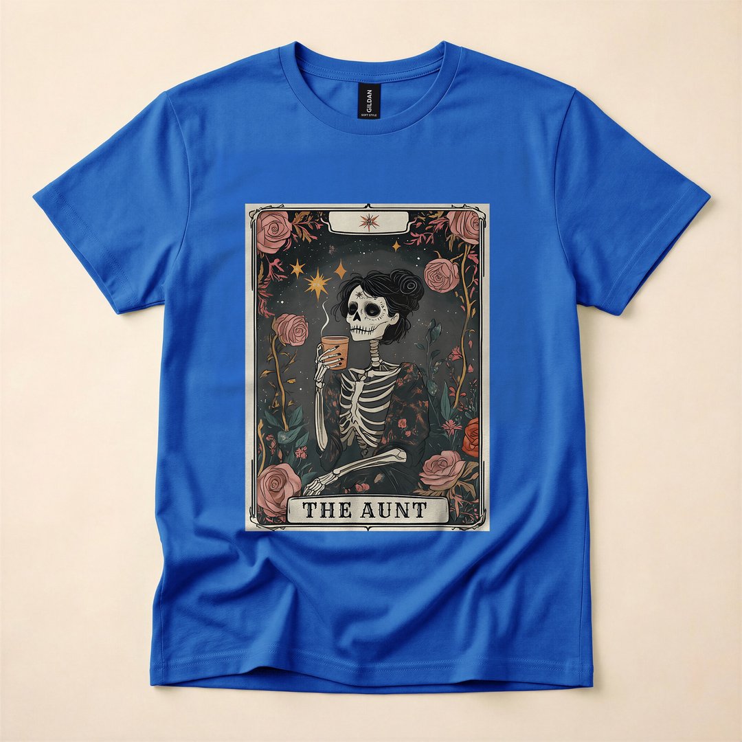 The Aunt Tarot Card Skeleton Coffee Lover T-Shirt - photo 3