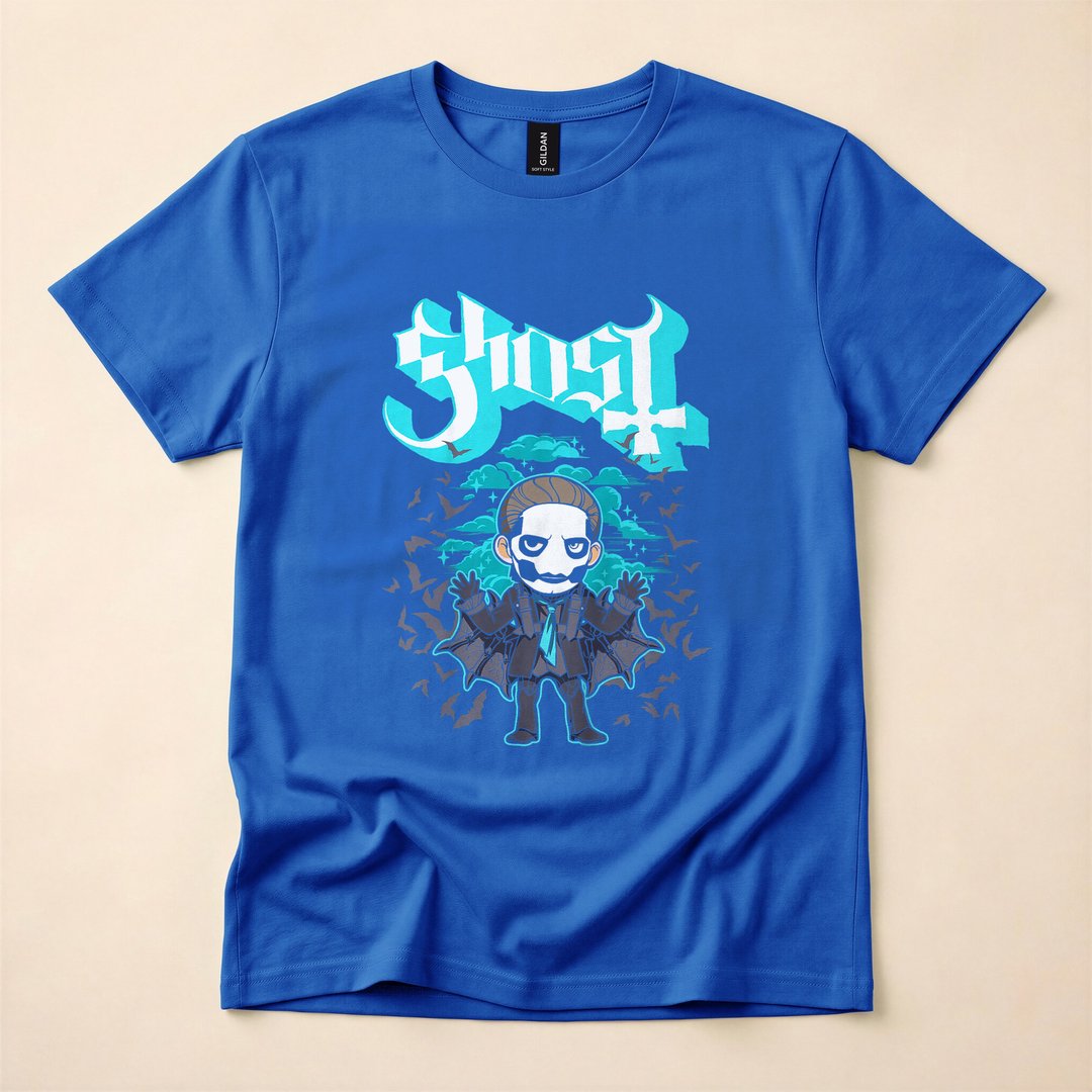 Cute Ghost in a Bat Costume Kawaii Halloween T-Shirt - photo 3
