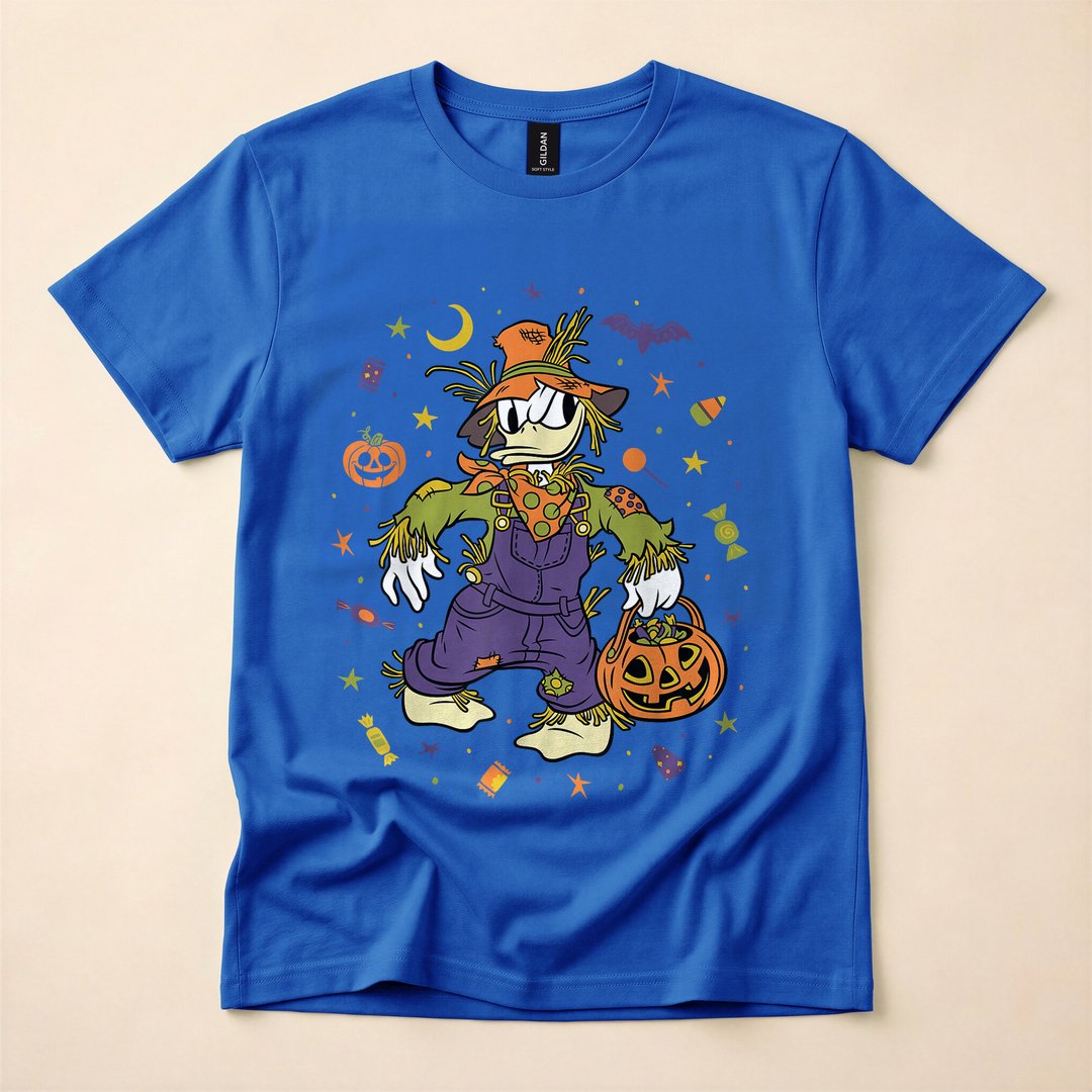 Donald Duck Scarecrow Trick-or-Treat Halloween Icons T-Shirt - photo 3