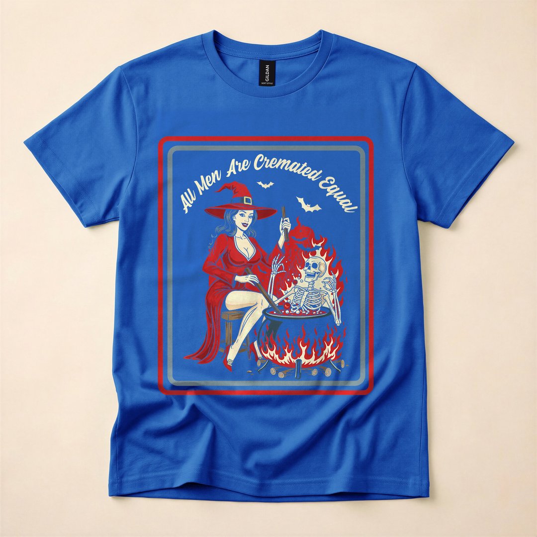 All Men Are Cremated Equal Vintage Horror Witch T-Shirt - photo 3