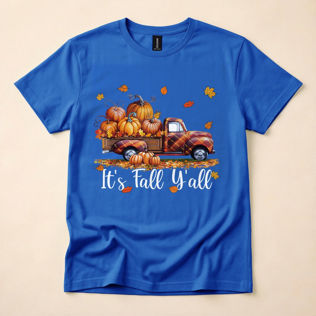 It's Fall Y'all Pumpkin Truck Autumn T-Shirt - photo 3