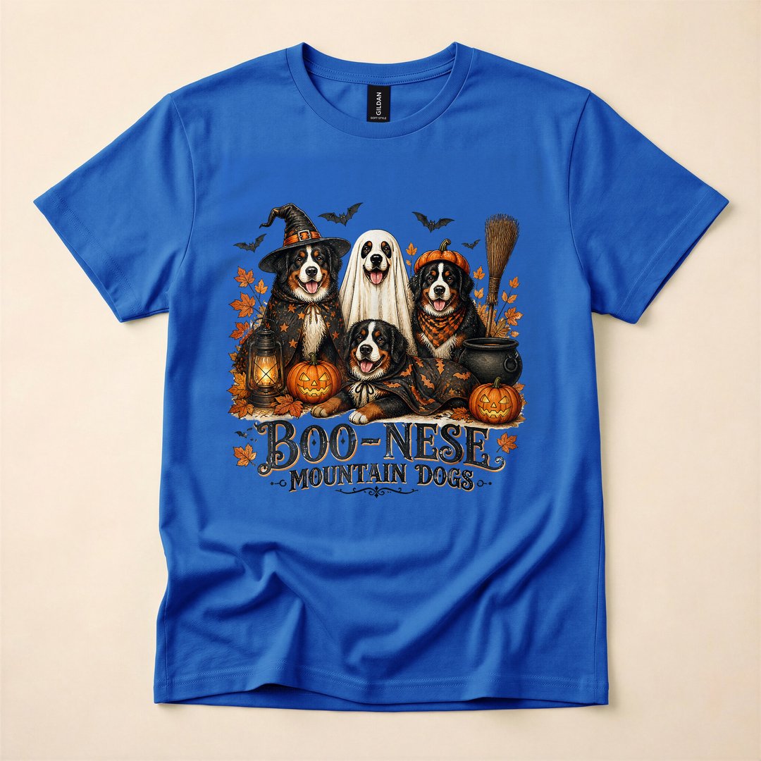Boo-Nese Mountain Dog Pumpkin Witch Spooky T-Shirt - photo 4