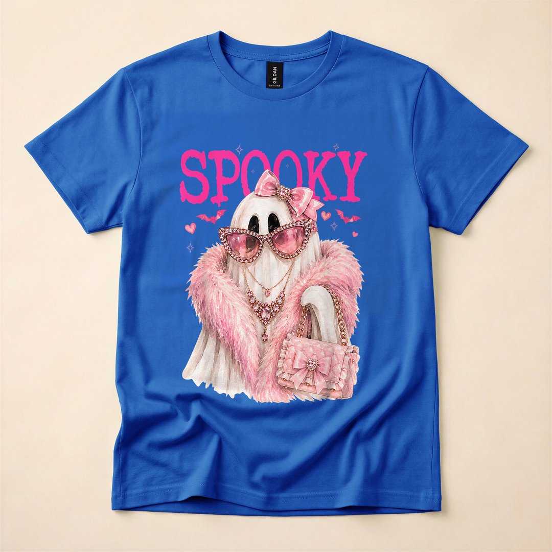 Glam Ghost Preppy Boujee Leopard Halloween Boo T-Shirt - photo 4