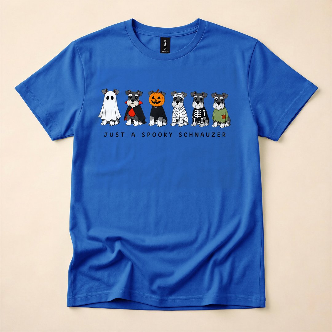 Just A Spooky Schnauzer Funny Ghost Halloween Dog T-Shirt - photo 4