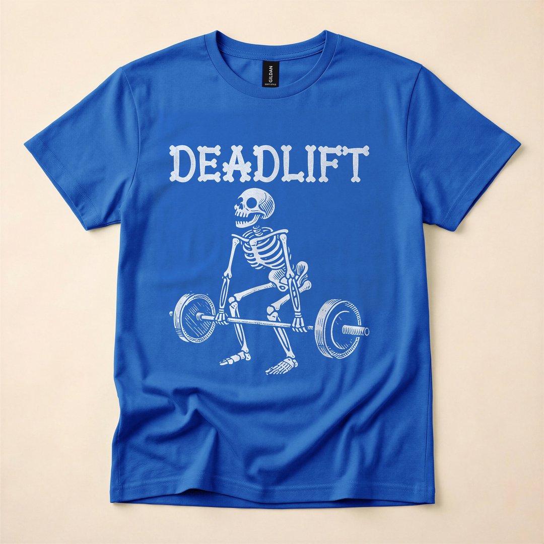 Deadlift Skeleton Funny Halloween Weightlifting T-Shirt - photo 3