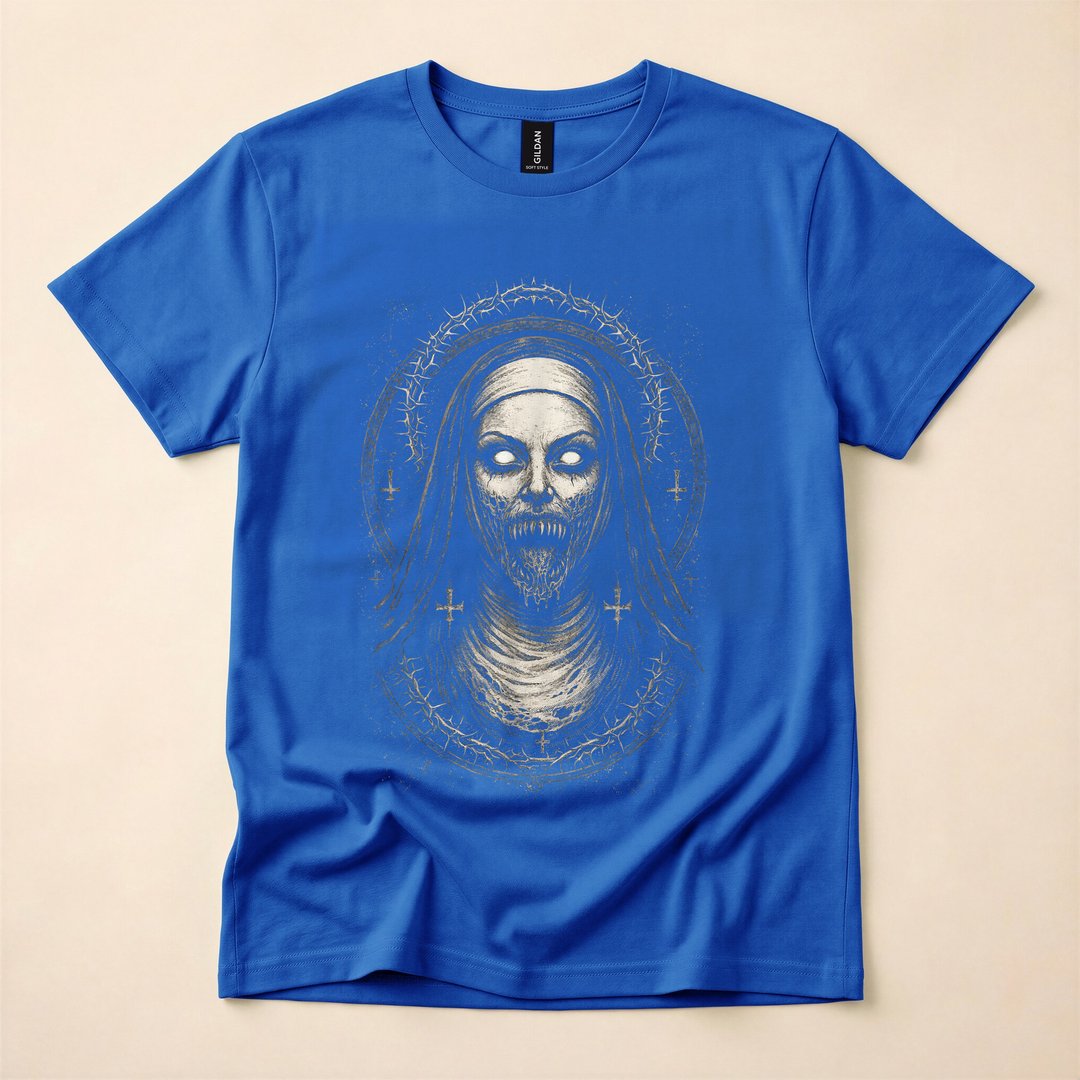 Creepy Dark Nun Gothic Horror Demon T-Shirt - photo 3