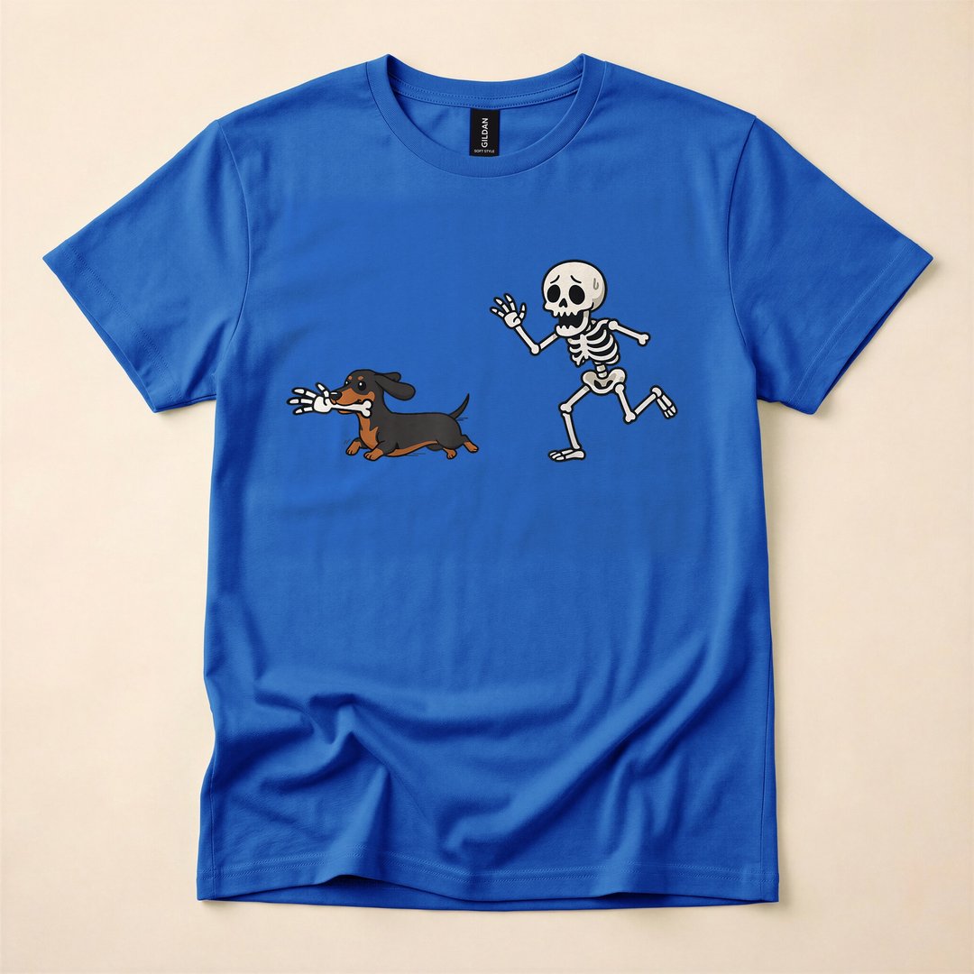 Dachshund Skeleton Bones Funny Halloween Dog T-Shirt - photo 3