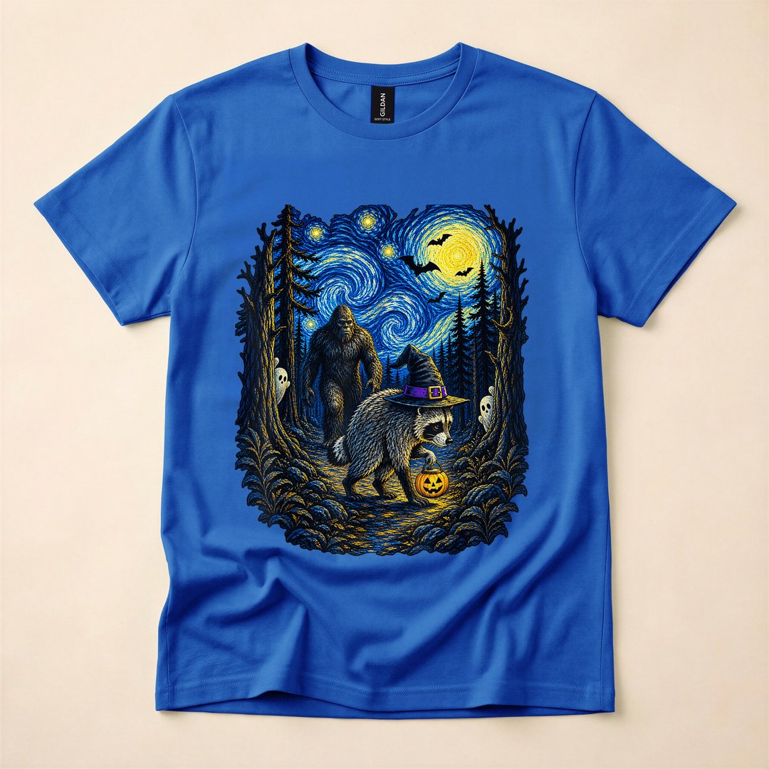 Jimothy Raccoon Bigfoot Boo Pumpkin Funny Halloween T-Shirt - photo 3