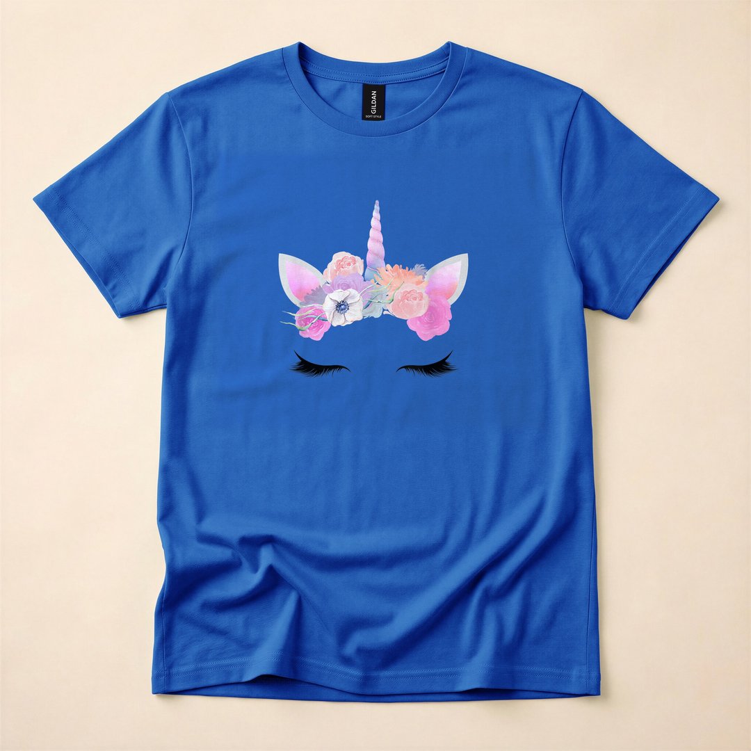 Pink Unicorn Halloween Costume Face Flowers T-Shirt - photo 4