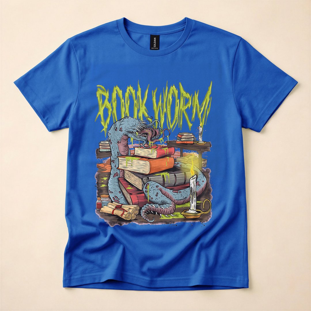 Bookworm Monster Funny Horror Reading Lover T-Shirt - photo 3