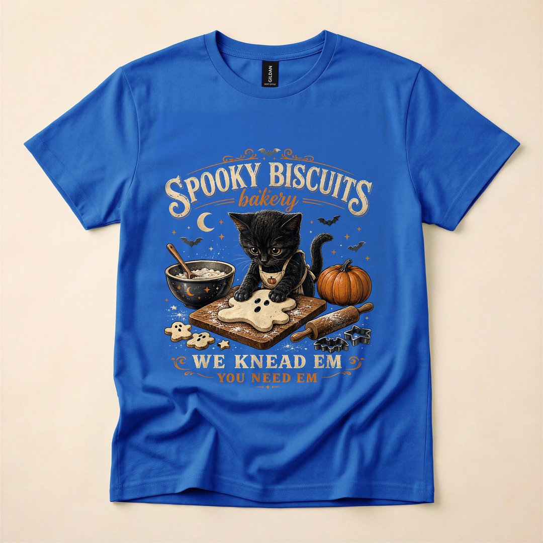 Spooky Biscuits Bakery Vintage Kitten Autumn T-Shirt - photo 3