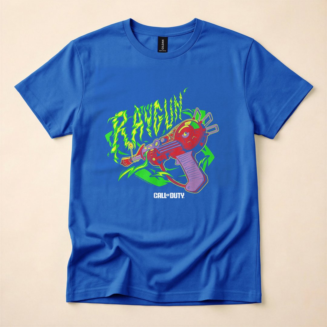 Call of Duty Zombies Raygun Neon Retro Logo T-Shirt - photo 3