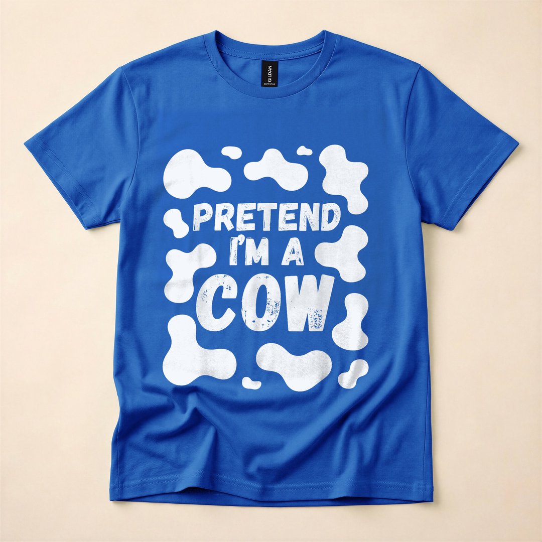 Pretend I'm a Cow Funny Last-Minute Halloween Costume T-Shirt - photo 3