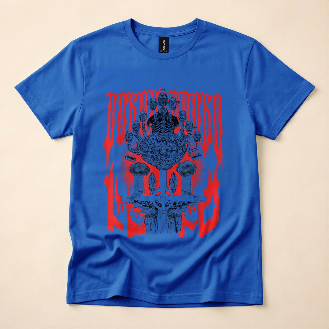 Caiman with Zombie Heads Dark Anime Horror T-Shirt - photo 4