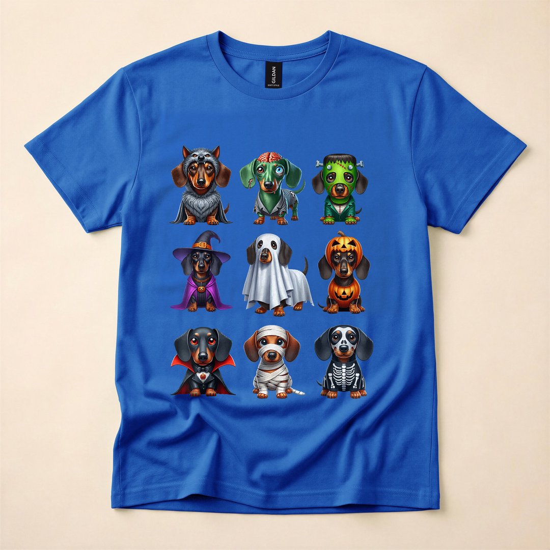 Dachshund Witch Zombie Mummy Skeleton Pumpkin Halloween T-Shirt - photo 3