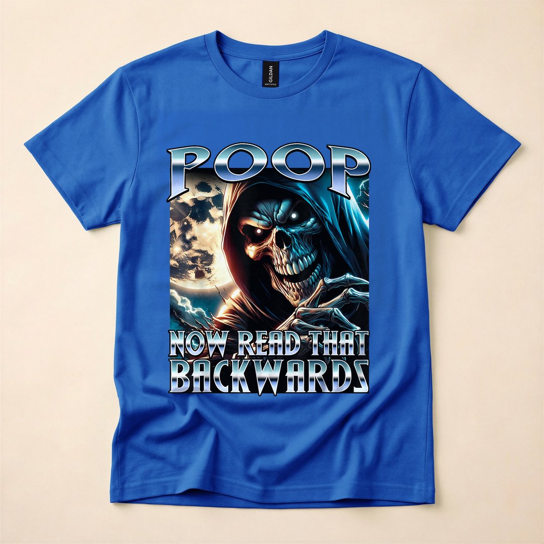 Now Read It Backwards Funny Skeleton Bootleg Meme T-Shirt - photo 3