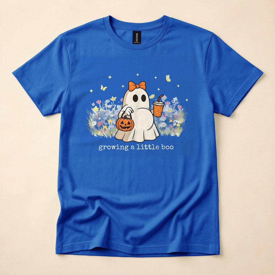 Growing a Little Boo Ghost Halloween Pregnancy T-Shirt - photo 3