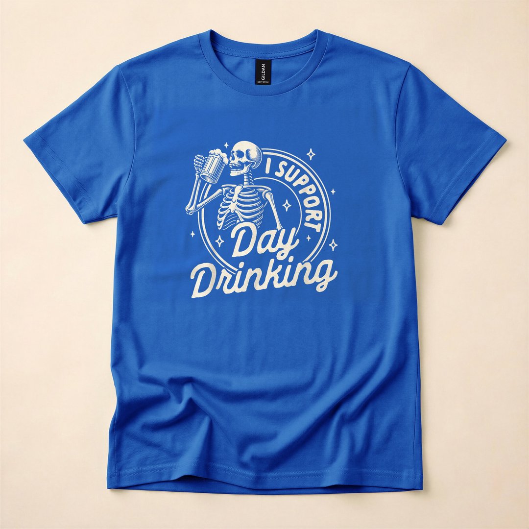 Skeleton Beer Lover I Support Day Drinking Funny T-Shirt - photo 3