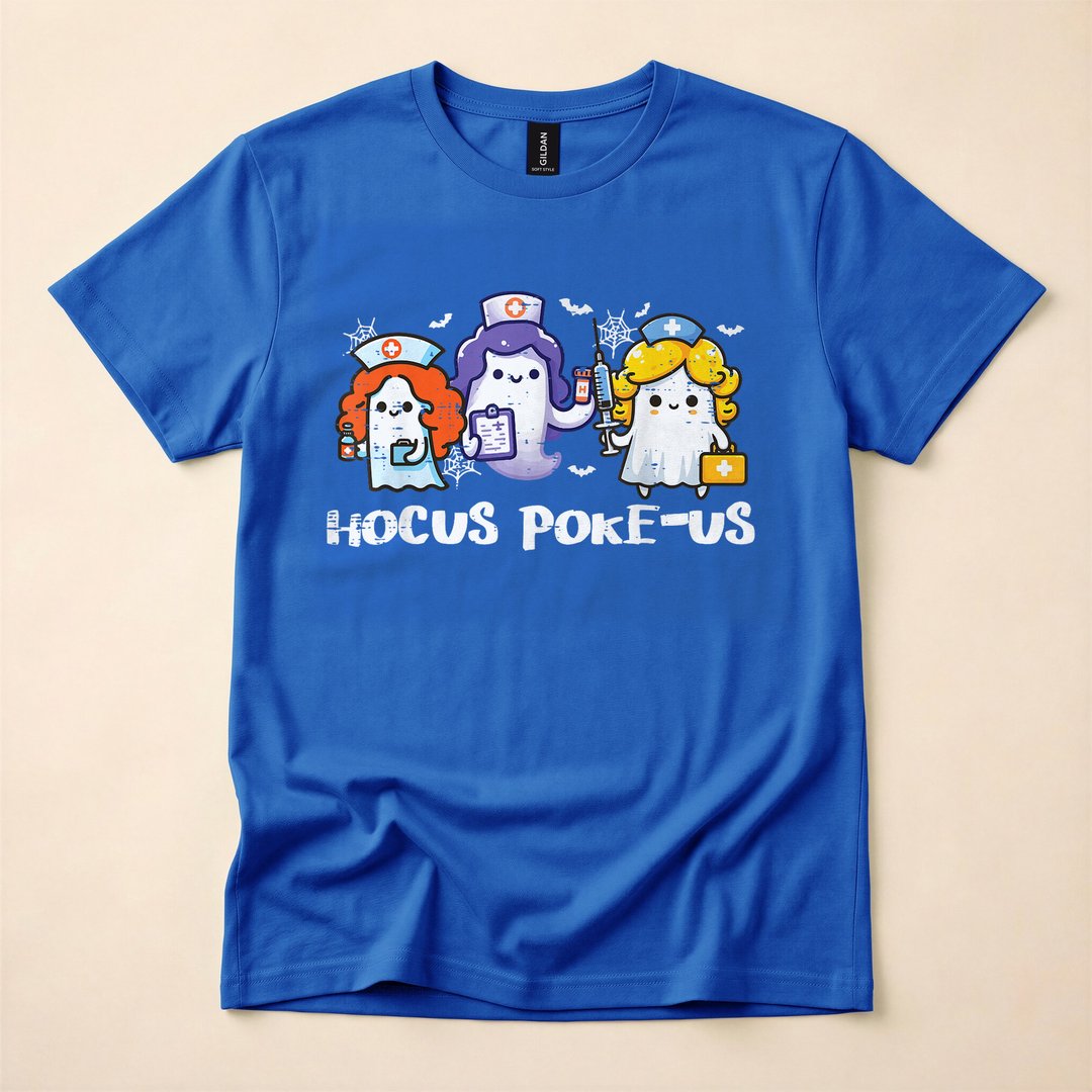 Hocus Poke Us Ghost Nurse Halloween Costume T-Shirt - photo 3