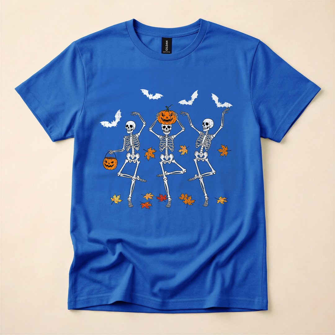 Spooky Dancing Skeletons Funny Fall Halloween T-Shirt - photo 3