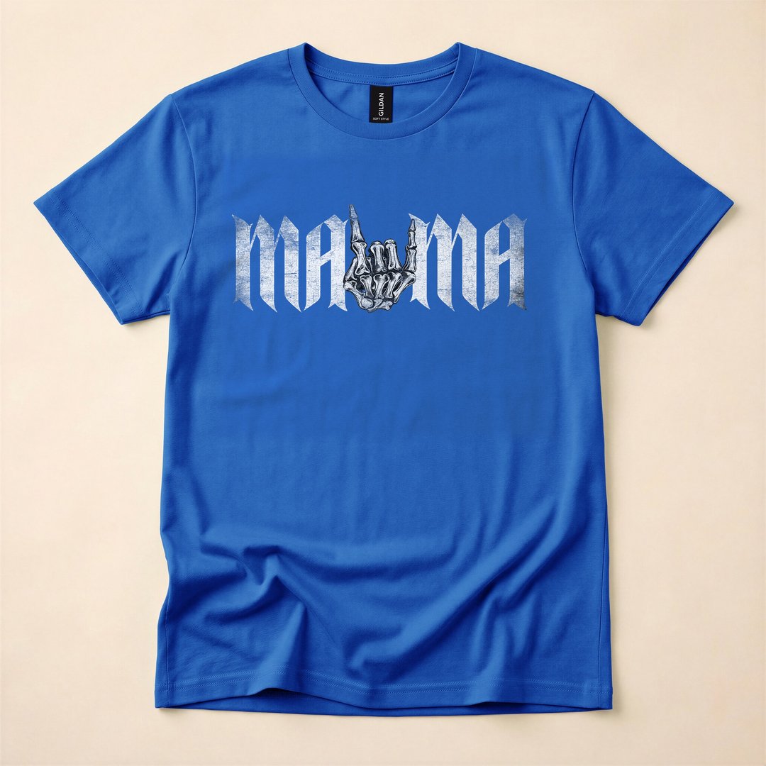 Mama Rock On Skeleton Hand Rock and Roll T-Shirt, Funny Halloween Gift for Mom - photo 3