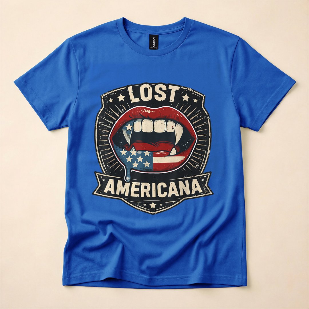 Lost Americana Vampire Retro Patriotic Halloween T-Shirt - photo 3