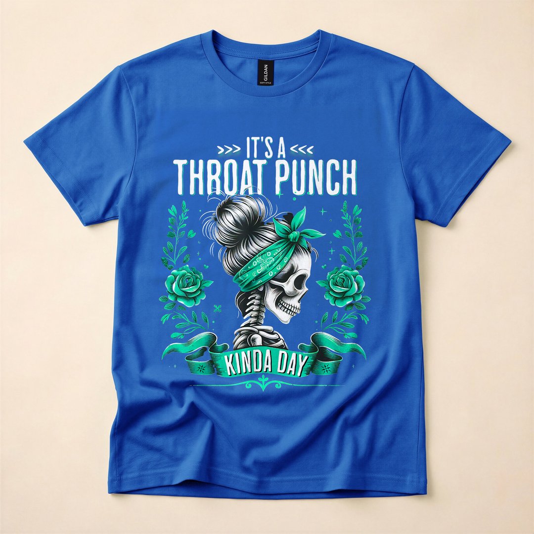 Throat Punch Kind of Day Flowers Skeleton Funny T-Shirt - photo 3