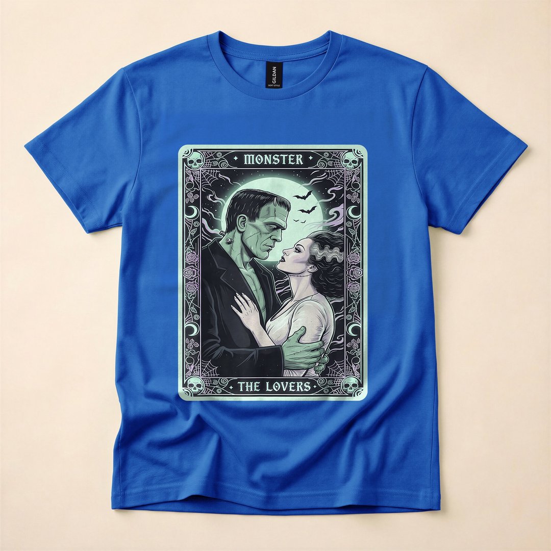 Frankenstein and His Bride The Lovers Tarot Card T-Shirt - photo 3