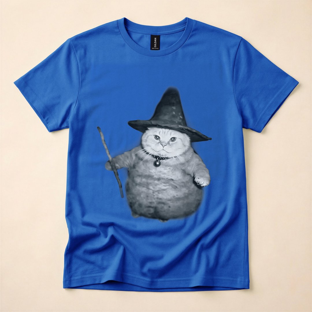 Wizard Kitten Witch Cat Chonk Meme Halloween T-Shirt - photo 3