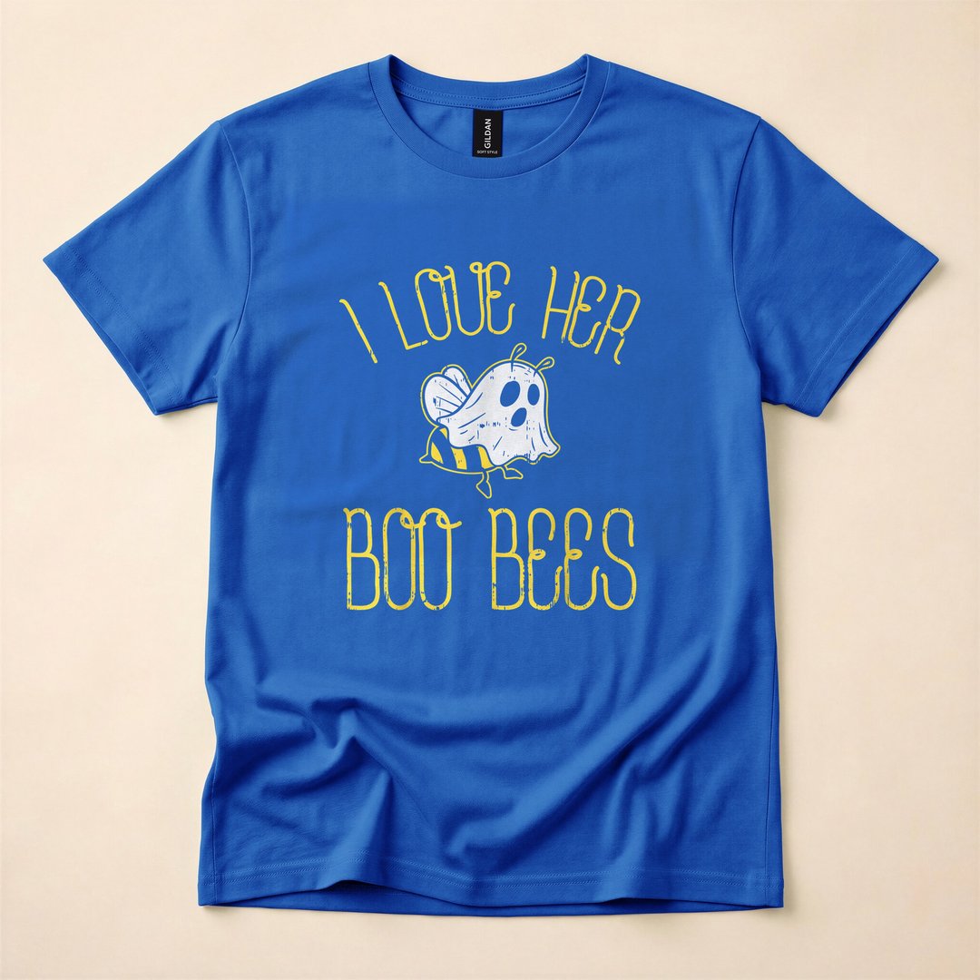 I Love Her Boo Bees Halloween Matching Couple T-Shirt - photo 3