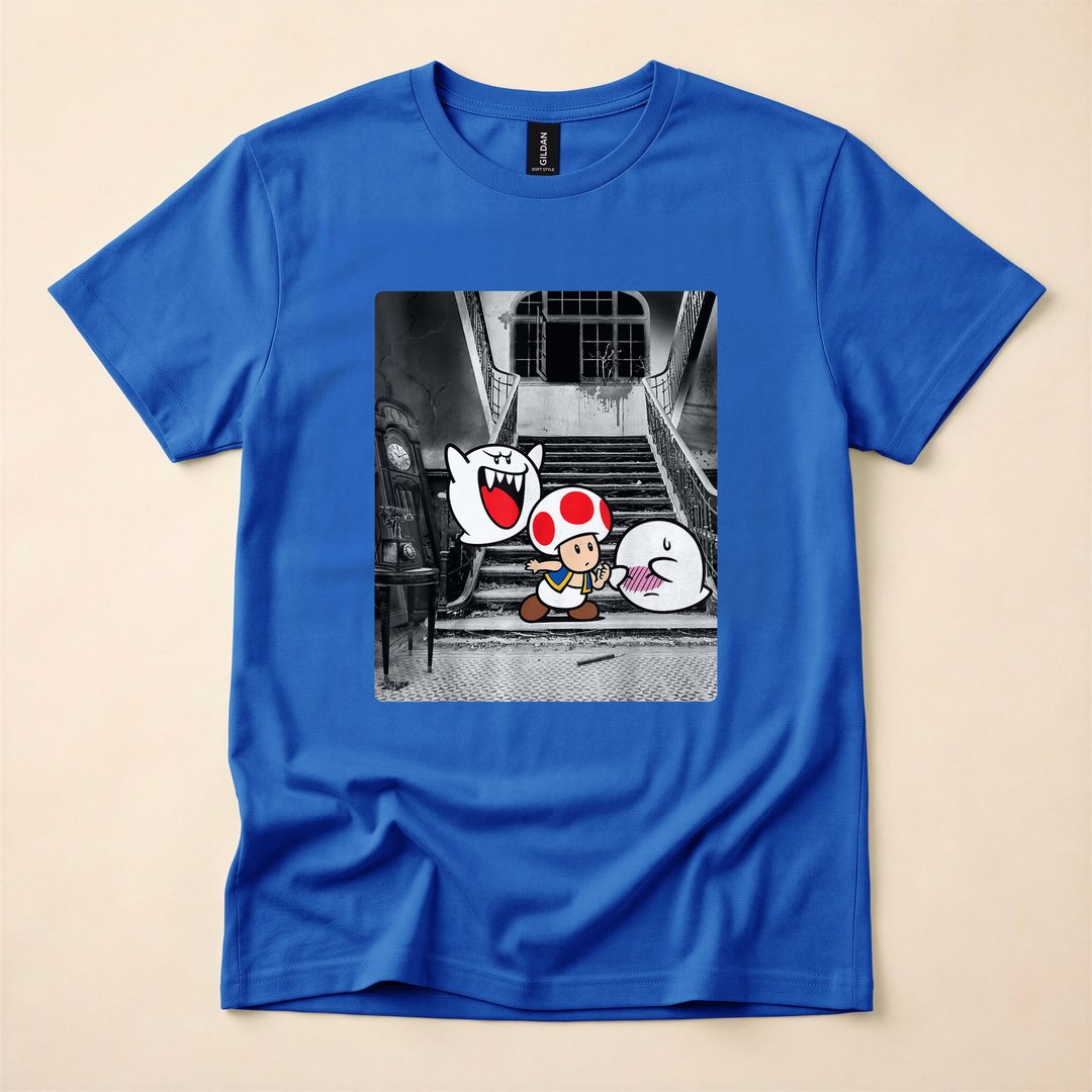 Toad and Boo Haunted Mansion Portrait Halloween T-Shirt - photo 3