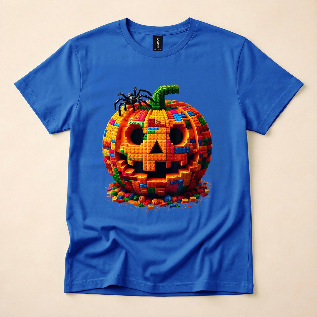 Master Builder Pumpkin Building Blocks Halloween T-Shirt - photo 3