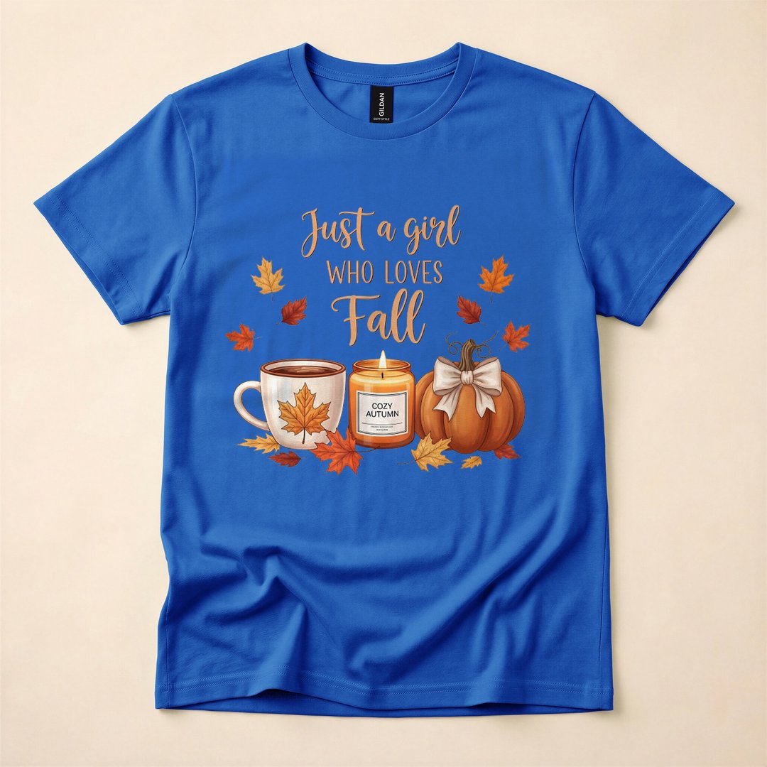 Just a Girl Who Loves Fall Pumpkins Cozy Autumn T-Shirt - photo 3