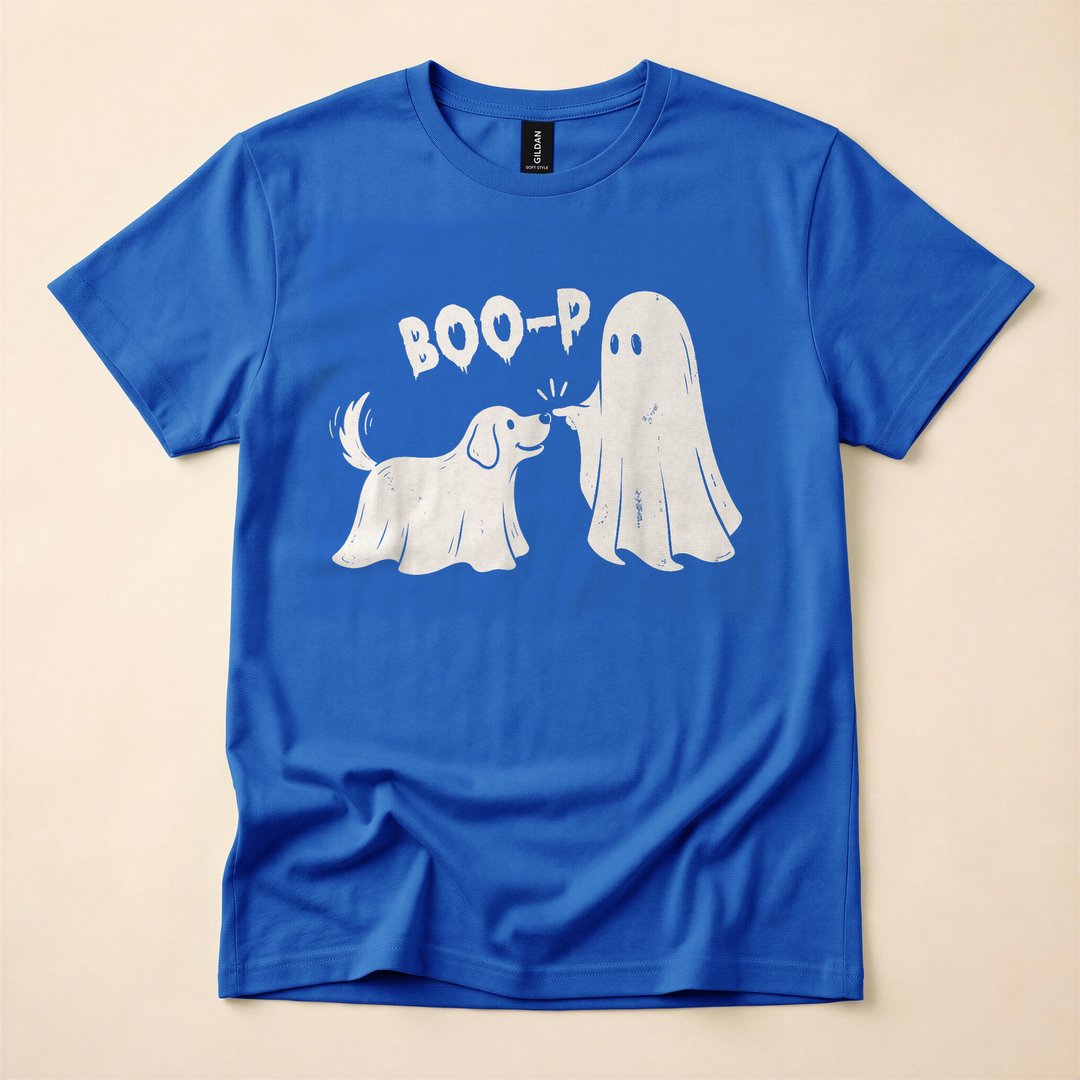 Boo-p Ghost Dog Funny Halloween Dog Mom T-Shirt - photo 3