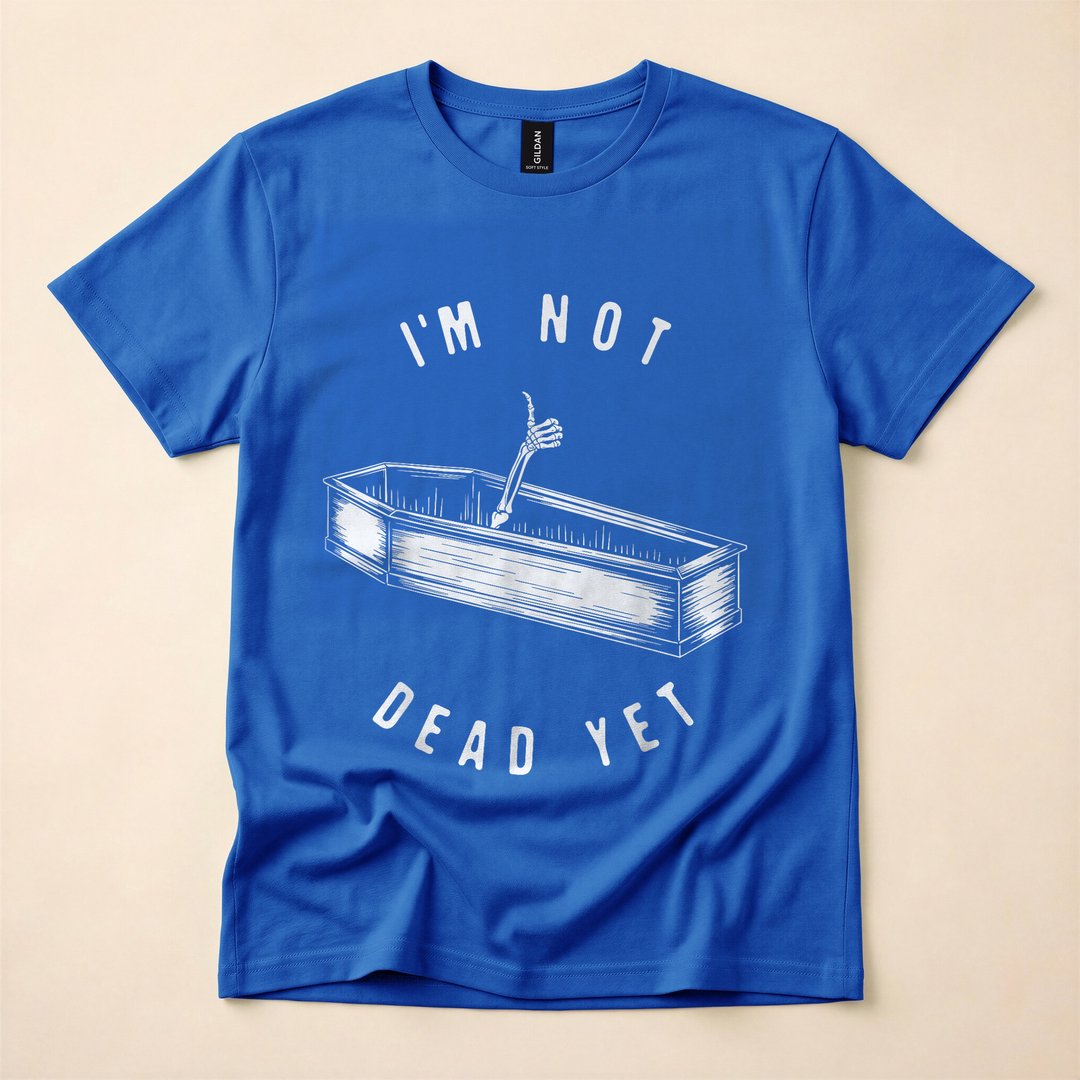I'm Not Dead Yet Funny Skeleton Halloween T-Shirt - photo 3