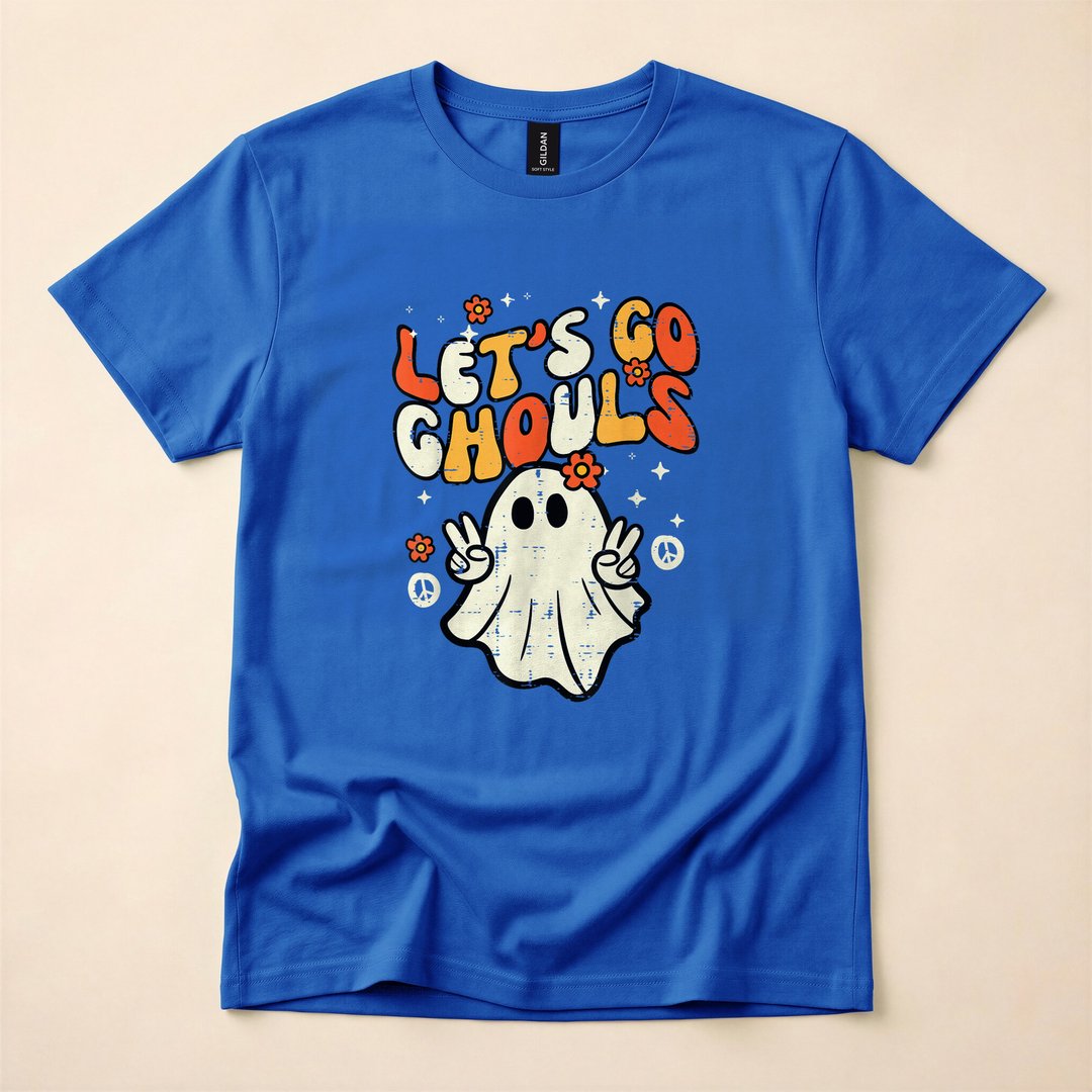 Let's Go Ghouls Retro Ghost Halloween Costume T-Shirt - photo 3